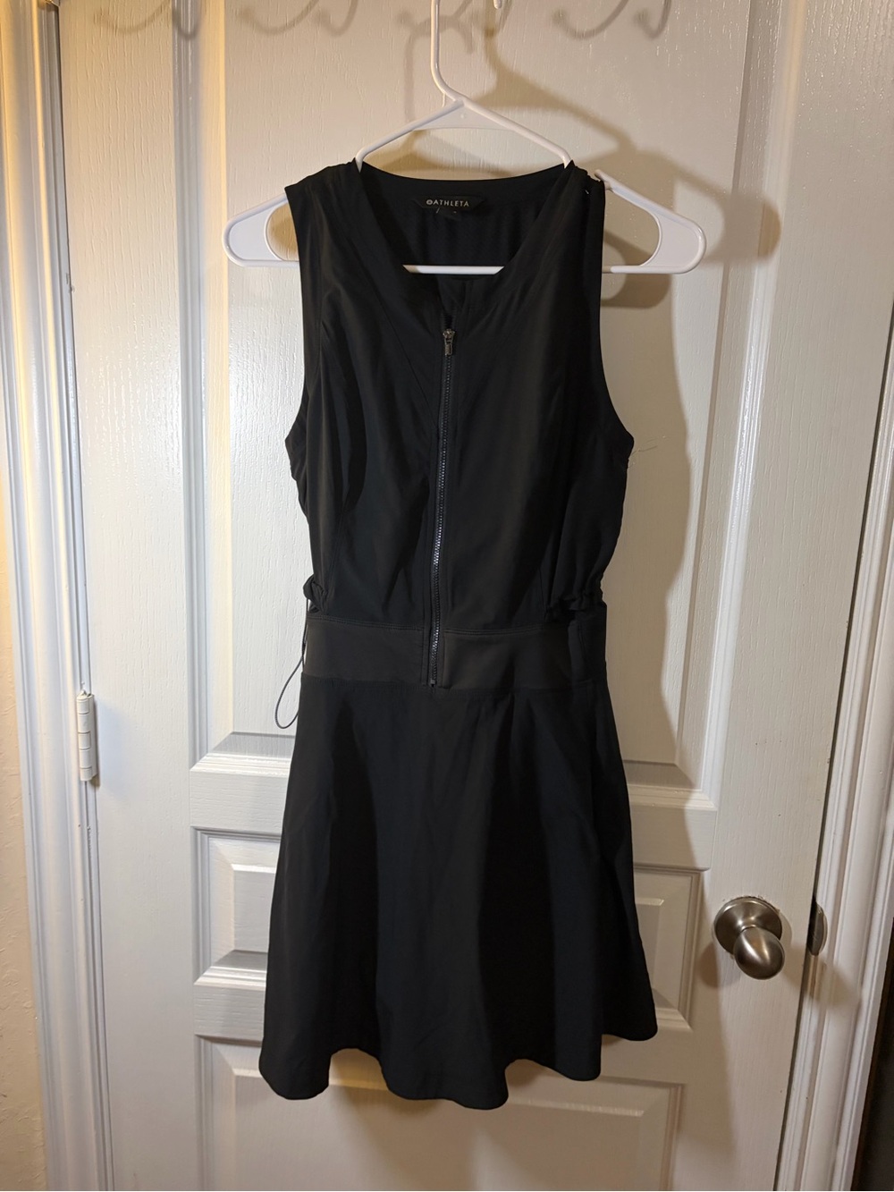 Athleta Black Sleeveless Zip-Front Mini Dress